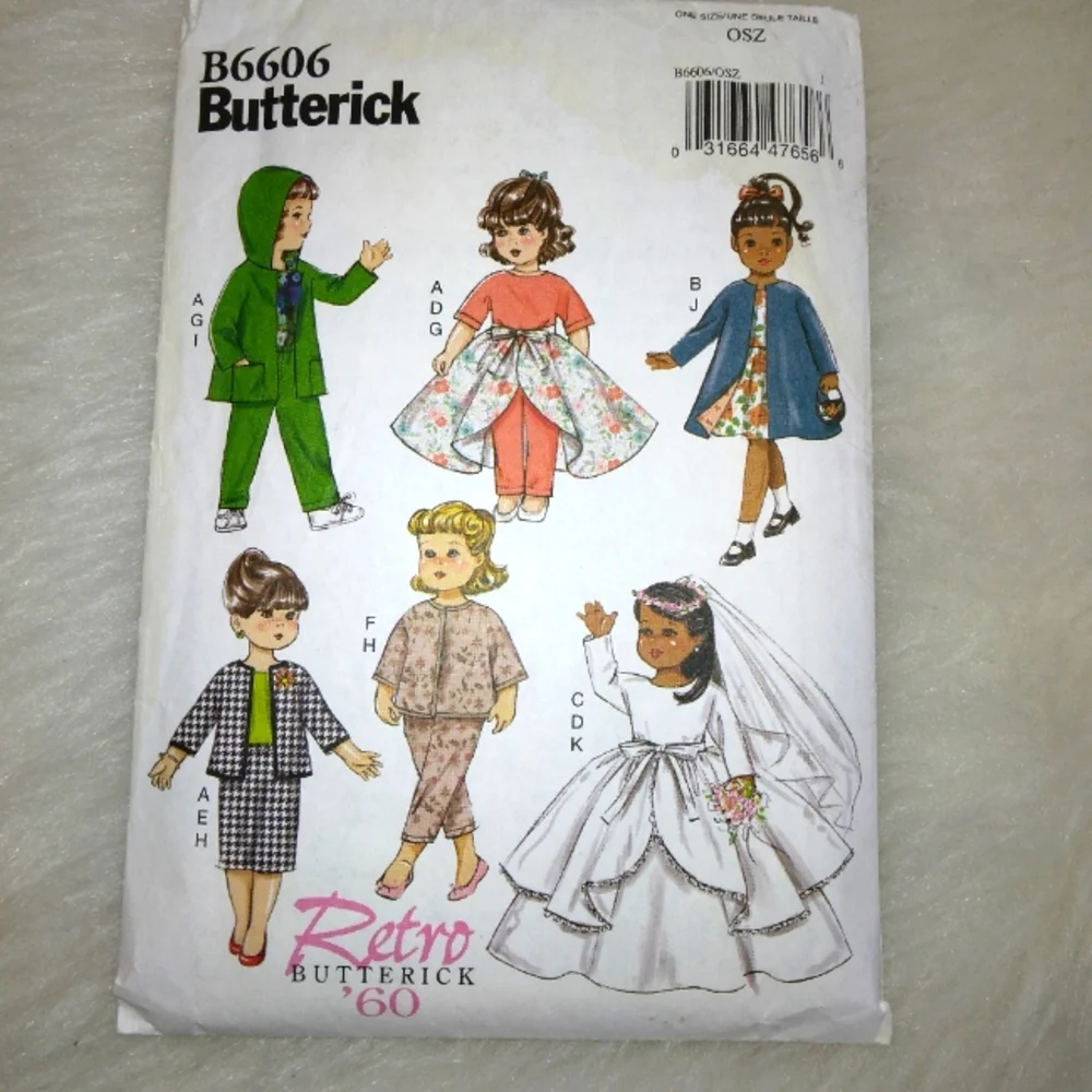 Butterick B6606 Retro 1960 clothes for American Girl Doll & 18